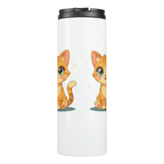 **Cute Cartoon Cat – Adorable Kitty Illustration** Thermosbecher (Rückseite)