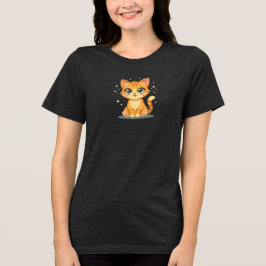 **Cute Cartoon Cat – Adorable Kitty Illustration** Tri-Blend Shirt