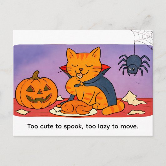 Cute Cartoon Cat Dressed as Little Vampire Postkarte (Vorderseite)