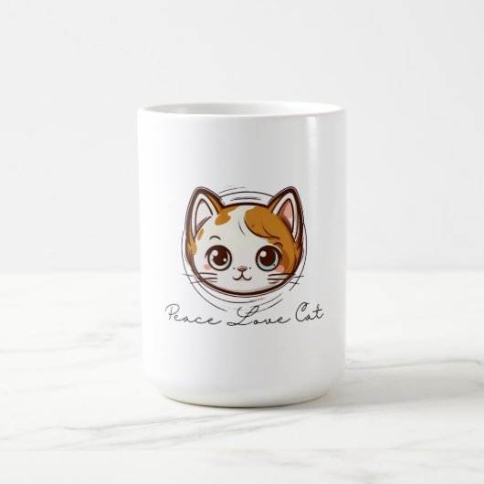 Cute Cartoon Cat Face Illustration Kaffeetasse (Mittel)
