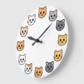 Cute Cartoon Cat Faces Kawaii Feline Wall Clock Große Wanduhr (Winkel)