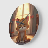 Cute cartoon cat große wanduhr (Winkel)