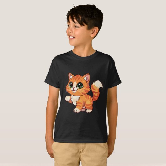 Cute Cartoon Cat Kids' T-Shirt (Vorne ganz)