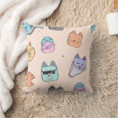 Cute Cartoon Cat Kitty Faces Pattern Patterns | Pa Kissen (Decke)