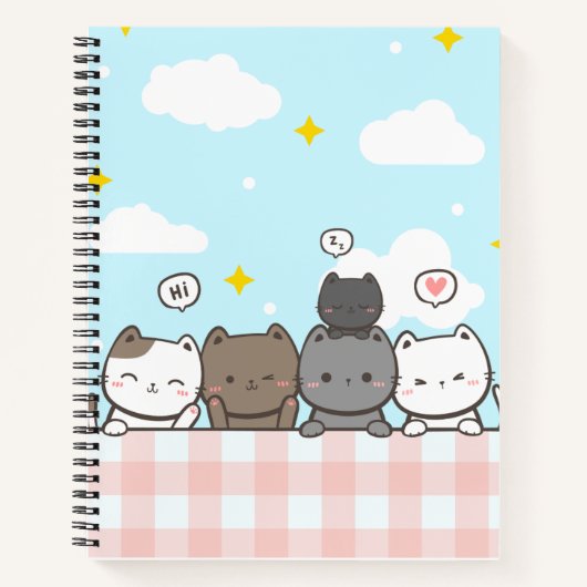 Cute Cartoon Cat Notebook Notizblock (Vorderseite)