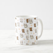 Cute Cartoon Cat Pattern Mug | Kawaii Kitty Coffee Kaffeetasse (VorderseiteRechts)