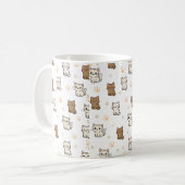 Cute Cartoon Cat Pattern Mug | Kawaii Kitty Coffee Kaffeetasse (Vorderseite Links)