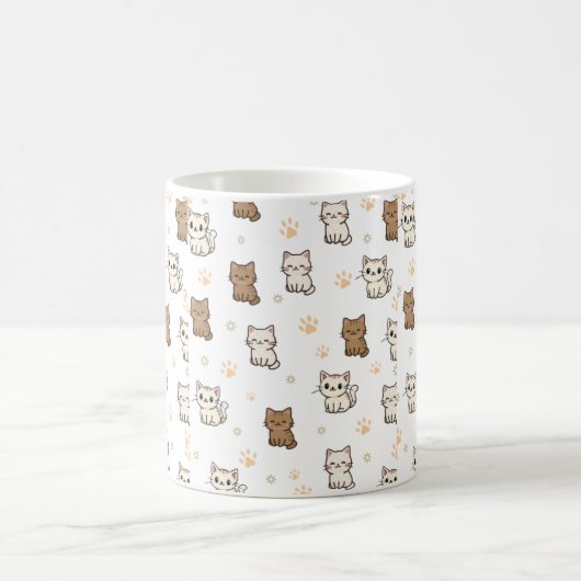Cute Cartoon Cat Pattern Mug | Kawaii Kitty Coffee Kaffeetasse (Mittel)