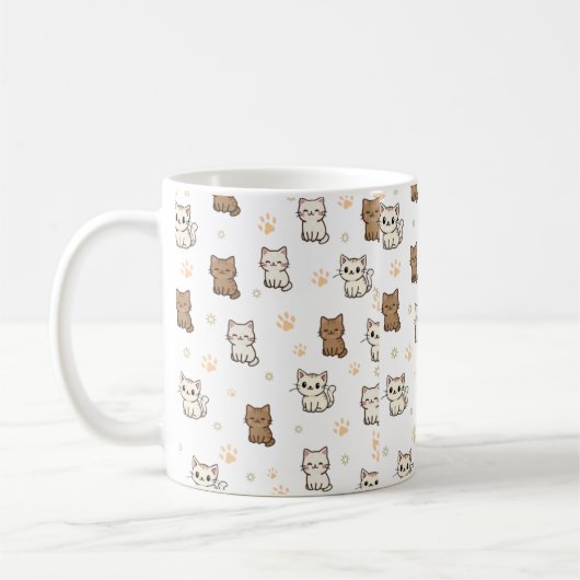 Cute Cartoon Cat Pattern Mug | Kawaii Kitty Coffee Kaffeetasse (Links)