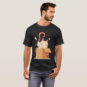 Cute Cartoon Cat Peeking Out of Cardboard Box T-Shirt (Vorne ganz)