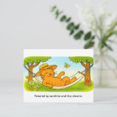 Cute Cartoon Cat Relaxing in Garden Hammock Postkarte (Stehend Vorderseite)