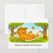 Cute Cartoon Cat Relaxing in Garden Hammock Postkarte (Vorne/Hinten)
