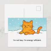 Cute Cartoon Cat Resting in Winter Snow Postkarte (Vorne/Hinten)