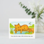 Cute Cartoon Cat Resting on Wooden Dock Postkarte (Stehend Vorderseite)