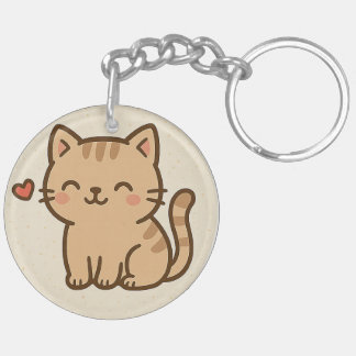 Cute Cartoon Cat Round Keychain – Full Print Desig Schlüsselanhänger
