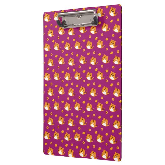 Cute Cartoon Cat Seamless Pattern | Kawaii Orange  Klemmbrett (Links)