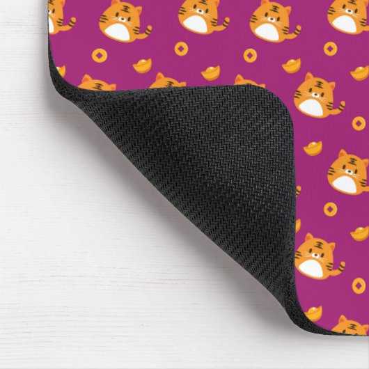 Cute Cartoon Cat Seamless Pattern | Kawaii Orange Mousepad (Ecke)