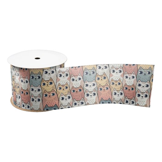 Cute Cartoon Cats Satinband (Spule)