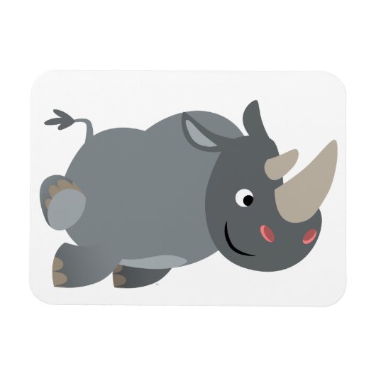 Cute Cartoon Charging Rhino Flexibles Magnet (Horizontal)