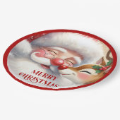 Cute Cartoon Christmas Plates Santa and Rudolph Pappteller (Schrägansicht)