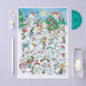 Cute Cartoon Christmas Polar Bear Penguin Party Seidenpapier (Handwerk)