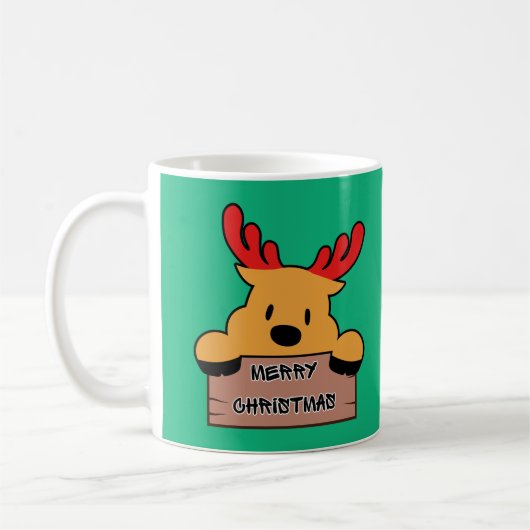 Cute Cartoon Christmas Reindeer Kaffeetasse (Links)