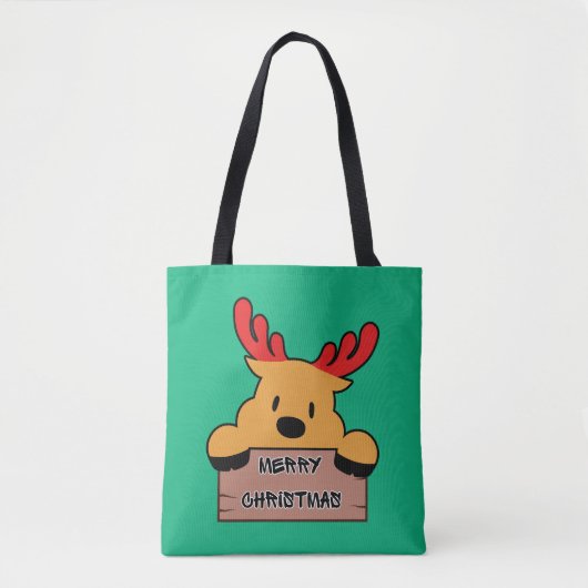 Cute Cartoon Christmas Reindeer Tasche (Vorderseite)