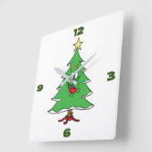 **CUTE CARTOON CHRISTMAS TREE** CLOCK QUADRATISCHE WANDUHR (Winkel)