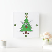 **CUTE CARTOON CHRISTMAS TREE** CLOCK QUADRATISCHE WANDUHR (Zuhause)