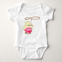Cute Cartoon Cowboy Pig With Lariat  Baby Strampler