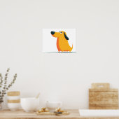 Cute Cartoon Dachshund Illustration – Funny Sausag Poster (Küche)