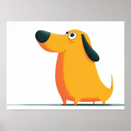 Cute Cartoon Dachshund Illustration – Funny Sausag Poster (Vorne)
