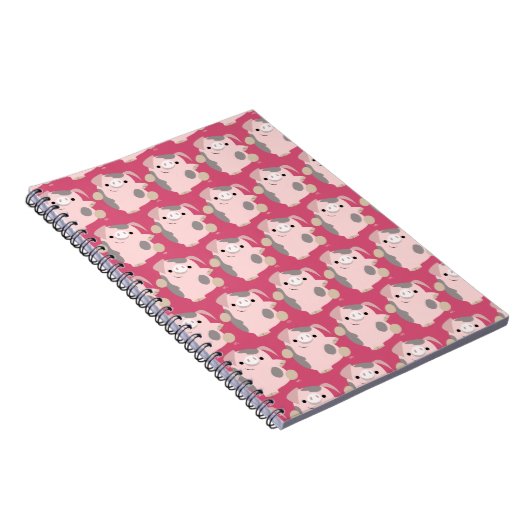 Cute Cartoon Dancing Pig Notebook Notizblock (Rechte Seite)
