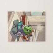 Cute Cartoon Dinosaur Reading Jigsaw Puzzle (Horizontal)