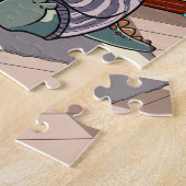Cute Cartoon Dinosaur Reading Jigsaw Puzzle (Seite)