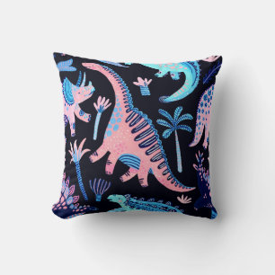 Cute cartoon dinosaurs seamless pattern in scandin kissen