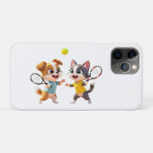 Cute Cartoon Dog and Cat Playing Padel Tennis – Fu Case-Mate iPhone Hülle (Rückseite (Horizontal))