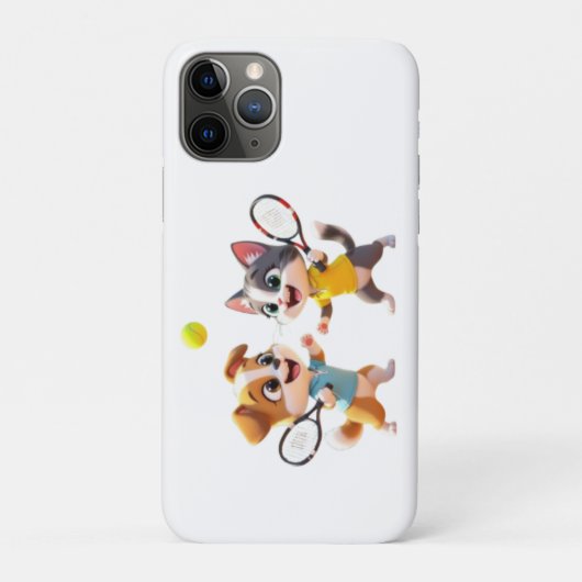 Cute Cartoon Dog and Cat Playing Padel Tennis – Fu Case-Mate iPhone Hülle (Rückseite)