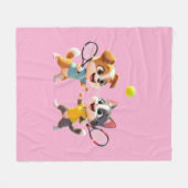 Cute Cartoon Dog and Cat Playing Padel Tennis – Fu Fleecedecke (Vorderseite (Horizontal))