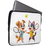 Cute Cartoon Dog and Cat Playing Padel Tennis – Fu Laptopschutzhülle (Vorne Rechts)