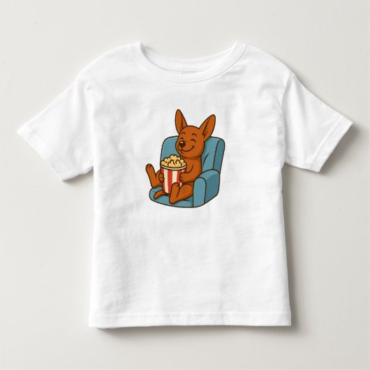 Cute Cartoon Dog Eating Popcorn Kids' T-Shirt (Vorderseite)