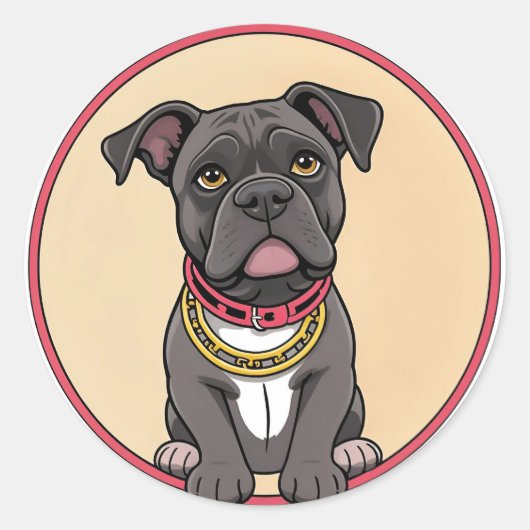 Cute Cartoon Dog Runder Aufkleber (Vorderseite)