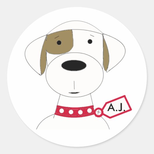 Cute Cartoon Dog Runder Aufkleber (Vorderseite)