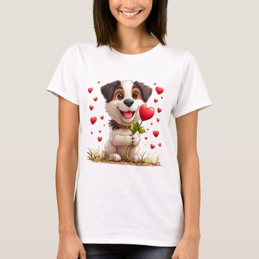 Cute Cartoon Dog T-Shirt (Vorderseite)