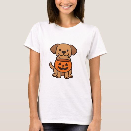 Cute Cartoon Dog Trick-or-Treating Classic T-Shirt (Vorderseite)