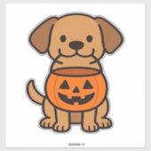 Cute Cartoon Dog Trick-or-Treating Classic T-Shirt Aufkleber (Blatt)