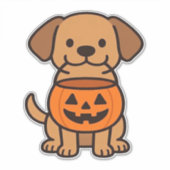 Cute Cartoon Dog Trick-or-Treating Classic T-Shirt Aufkleber (Vorderseite)