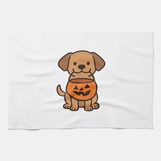 Cute Cartoon Dog Trick-or-Treating Classic T-Shirt Geschirrtuch (Horizontal)
