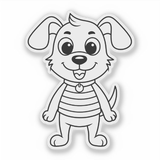 Cute Cartoon Dog with Floppy Ears Custom Die Cut Aufkleber (Vorderseite)