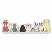 cute cartoon dogs and cats in a row sticker (Vorderseite)